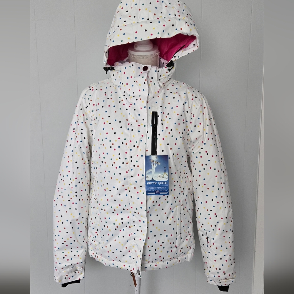 Women's White Polka Dot Ski Jacket